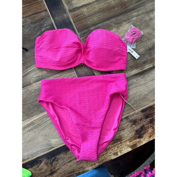 NWT Victoria's Secret Swim Push-up Bandeau Bikini Top & Bikini Bottom Size M - Picture 1 of 7